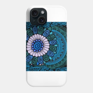 Blue zentagle flower Phone Case