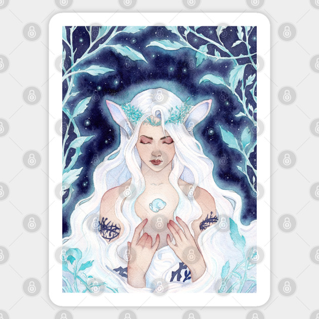 Winter Fairy with Bunny - Fairycore - Sticker