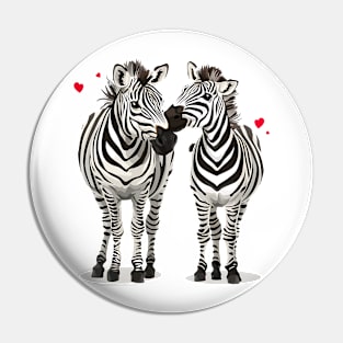 Valentine Cartoon Zebra Couple Pin