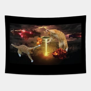 Funny Catzilla Kitty Lover Meme Tapestry