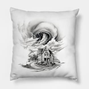 Dorothy's Farmhouse with tornado coming. Pillow