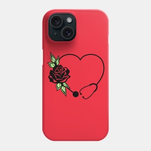 Doctor & Nurse Appreciation Floral Love Heart with Stethoscope Phone Case