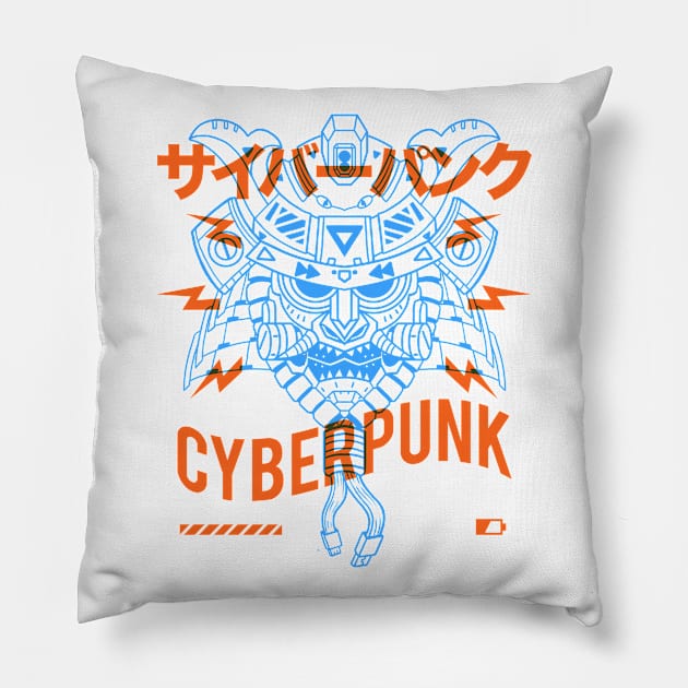 Samurai Cyberpunk Pillow by Area999