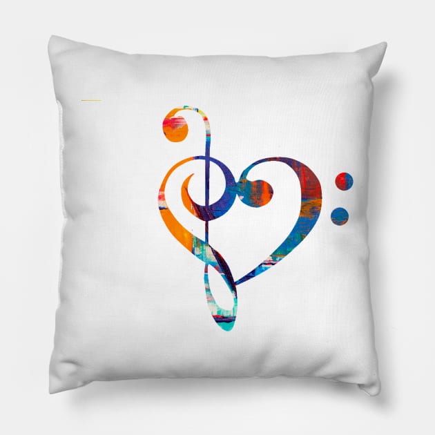 Treble Bass Clef Heart Art Pillow by zsonn