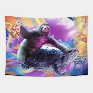 Trippy Space Sloth Turtle - Sloth Pizza Tapestry