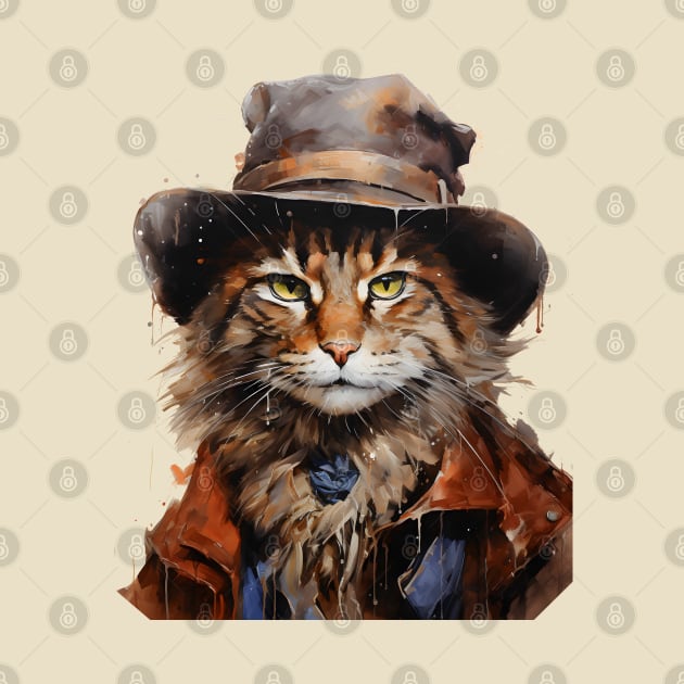 Cat Wearing Cowboy Hat by ArtisticCorner