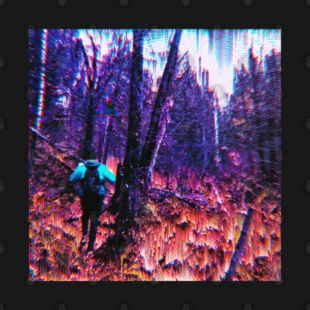 Vagabund // Wanderer walking through a field of fire // Colorful glitch abstraction artwork by MSGCNS