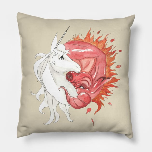 The last unicorn - Yin Yang Pillow by Créa'RiBo