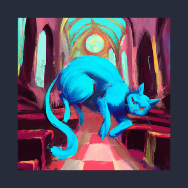 Psychic Blue Cat Levitates in Church by Star Scrunch