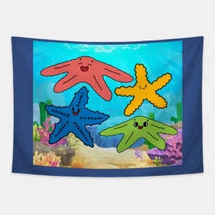 Colorful Funny Fish With Googly Eyes Tapestry