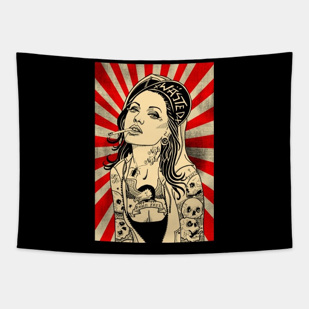 Tattoo Girl Tapestry by Kingrocker Clothing