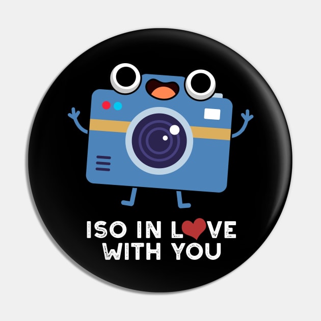 ISO In Love With You Cute Camera Pun Pin by punnybone