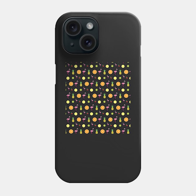 Summer Party Flamingo Fruits Pattern Phone Case by Sharply