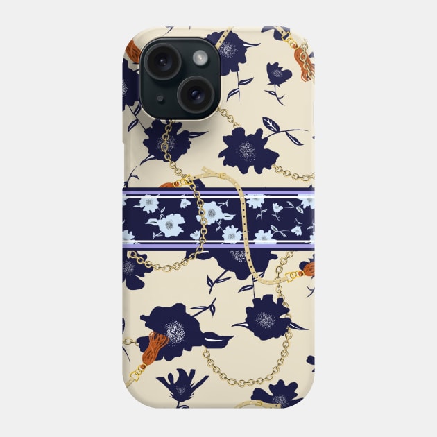 Floral pattern with gold chains, tassels, belts Phone Case by ilhnklv