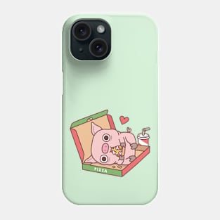 Cute Pig Eating Pizza In Pizza Box Funny Phone Case