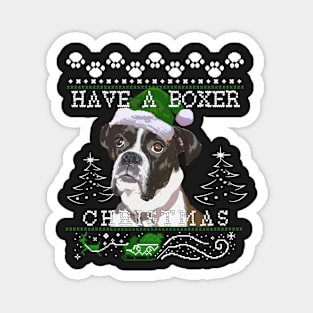 Flashy Brindle Boxer Dog Christmas Sweater Magnet