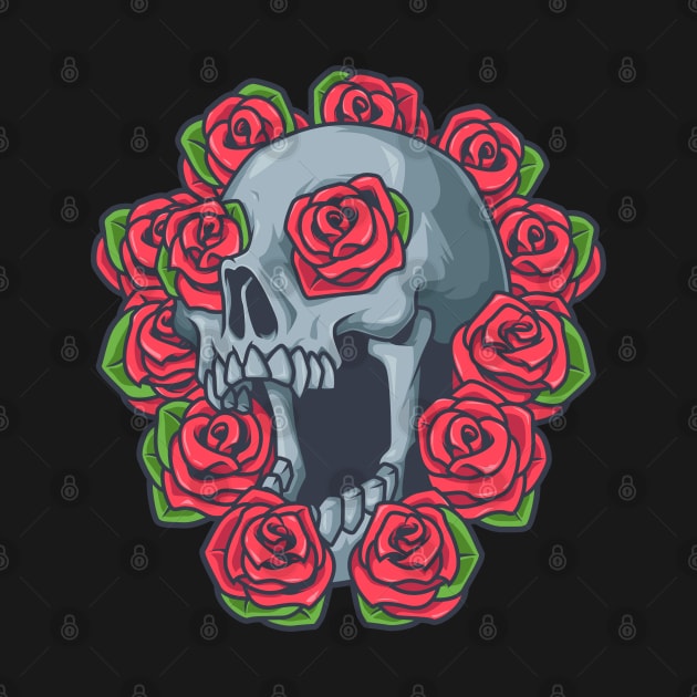 Gothic skull with red roses by Modern Medieval Design