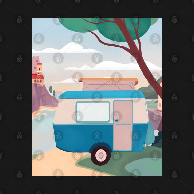 Vintage Caravan by the Sea by NattyDesigns