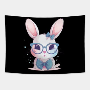 Cute Bunny with Glasses and a Bow Tie Tapestry