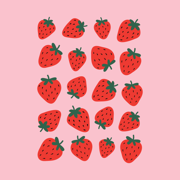 Strawberry Pattern Y2K Cottagecore Cute 2000s Strawberries by sziszigraphics