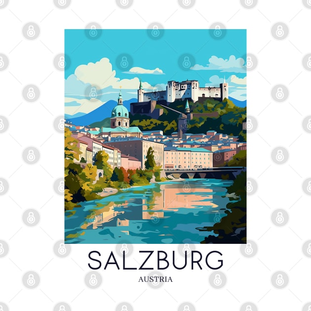 A Pop Art Travel Print of Salzburg - Austria by Studio Red Koala