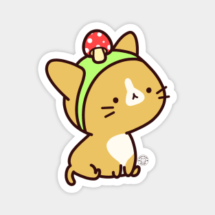 Mushroom Hat Cat Magnet