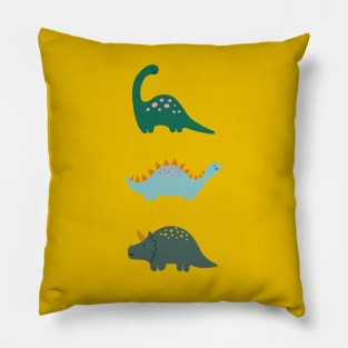 Happy Dino Print in Yellow Pillow