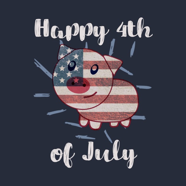 Patriotic Pig American Flag - 4th of July by AmbersDesignsCo