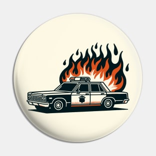 Burning police car Pin