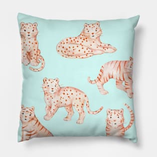 Cute Cheetah Leopard Tiger Watercolor Pillow