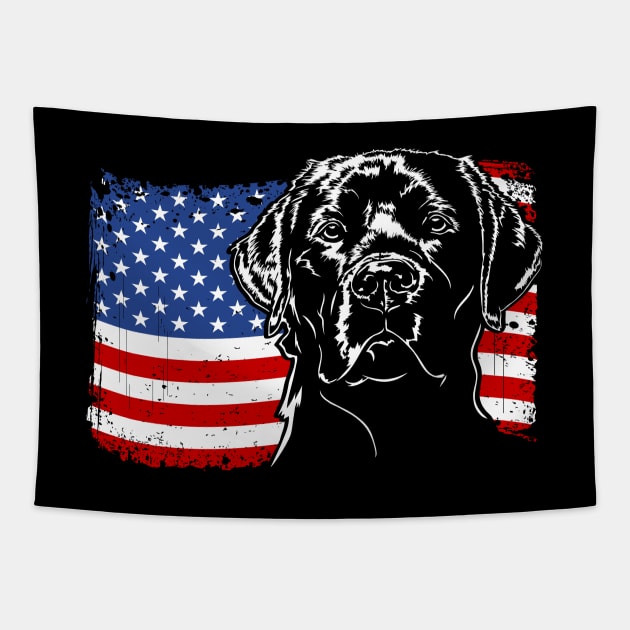 Proud Labrador Lab American Flag patriotic dog Tapestry by wilsigns