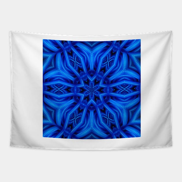 RADİAL NEON BLUE FLORAL FANTASY Tapestry by mister-john