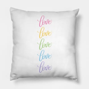 Love in Rainbow Colors Modern Calligraphy Lettering Pillow