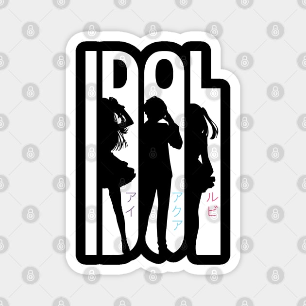 Oshi no Ko Idol Anime Characters Cool Typography Design Magnet by Animangapoi