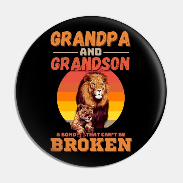 Grandpa And Grandson A Bond That Can’t Be Broken Retro Sunset Lion Pin by JustBeSatisfied