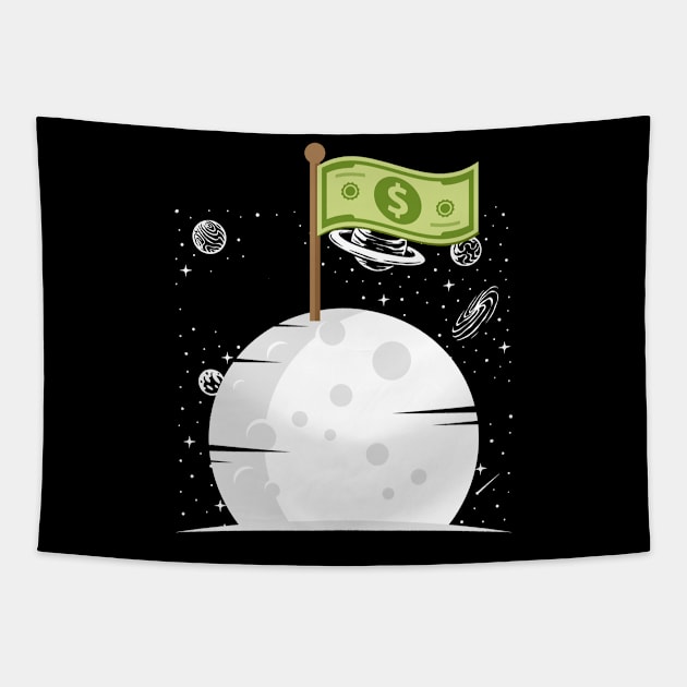 Space Money – Dollar Sign On A Moon Surface Space Lover Tapestry by YouareweirdIlikeyou