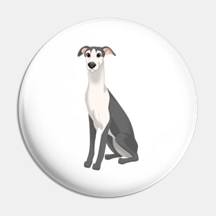 Black & White Whippet Dog Pin