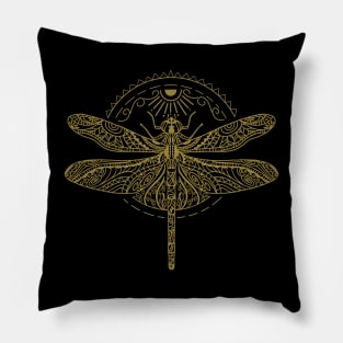 Vintage Golden Dragongfly Pillow