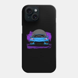 Rapid Blue C8 Corvette Stingray Midnight Moon Supercar Racecar Muscle Car Sportscar Corvette C8 Phone Case