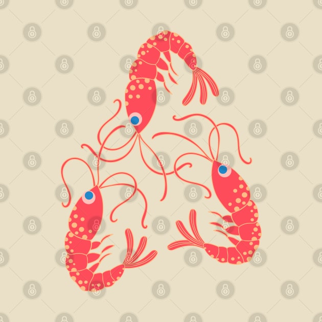 SHRIMPS Cute Sea Life Coastal Ocean Beach Shrimp in Red - UnBlink Studio by Jackie Tahara by UnBlink Studio by Jackie Tahara