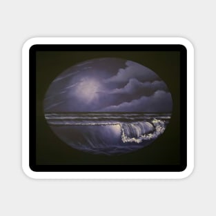 Violet Seascape Oval Magnet