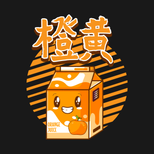 Japanese Orange Juice Box, Anime Kawaii Cartoon Carton T-Shirt