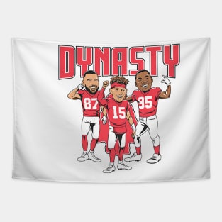 Patrick Mahomes Travis Kelce & Chris Jones Dynasty Caricatures Tapestry