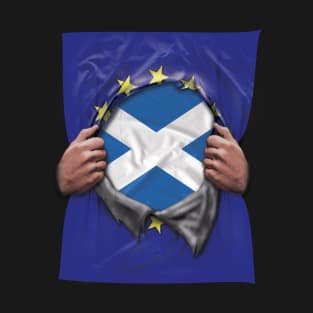 Scotland Flag European Union Flag Ripped Open - Gift for Scottish From Scotland T-Shirt