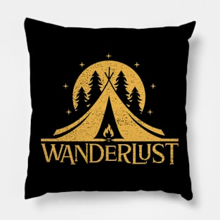 Wanderlust Vintage Distressed Outdoor Camping & Traveler Pillow