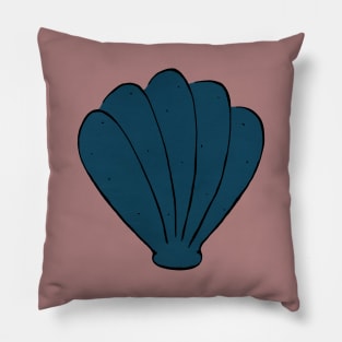 Teal Seashell (Pink background) Pillow