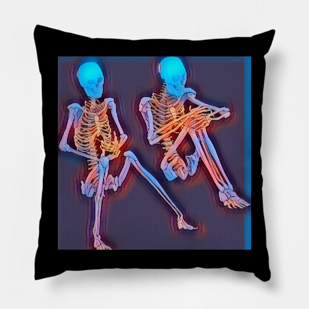 Gossiping skeletons Pillow by OdllyWeird