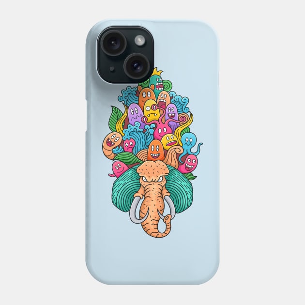 doodle monster character elephant Phone Case by Mako Design 