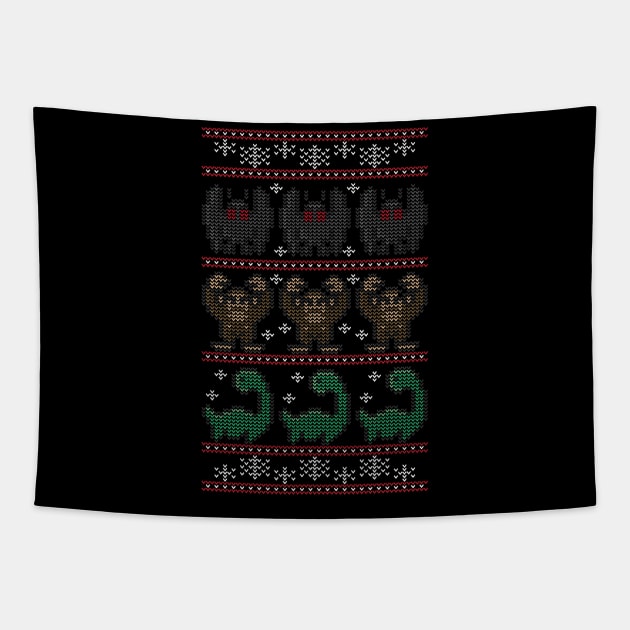 Cryptid Christmas Tapestry by jrberger