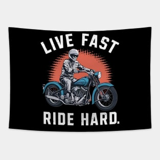 Funny Biker Live Fast Ride Hard Tapestry